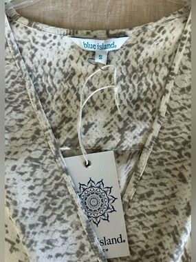 Blue Island White and Taupe Animal Print CoverUp